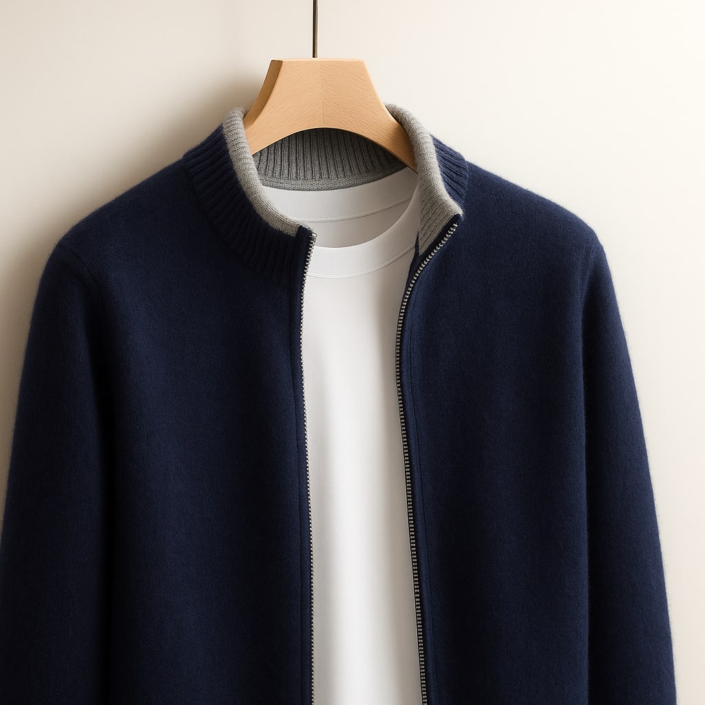 Cambridge | Elegant Wool Zip Cardigan Valrynlondon