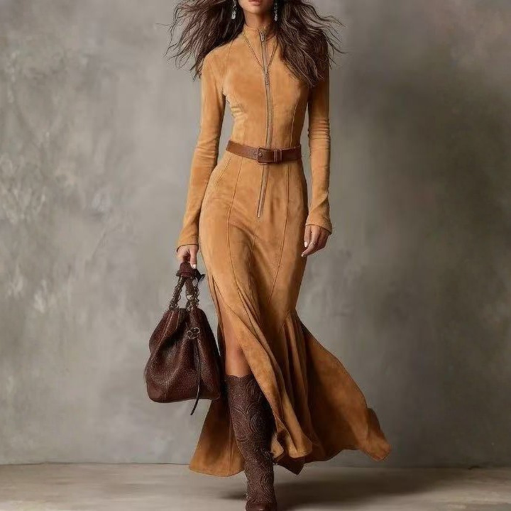 Maisie – Long Suede Dress Valrynlondon