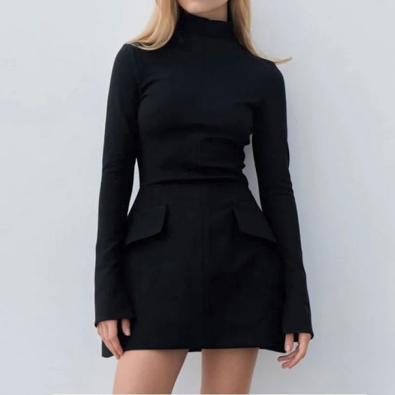 Luxoria - Turtleneck Mini Dress Valrynlondon
