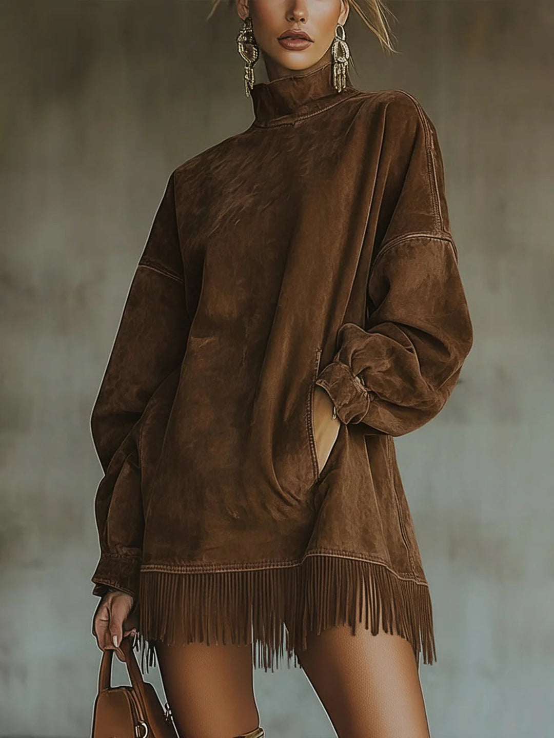 Posey – Suede Dress with Fringes Valrynlondon