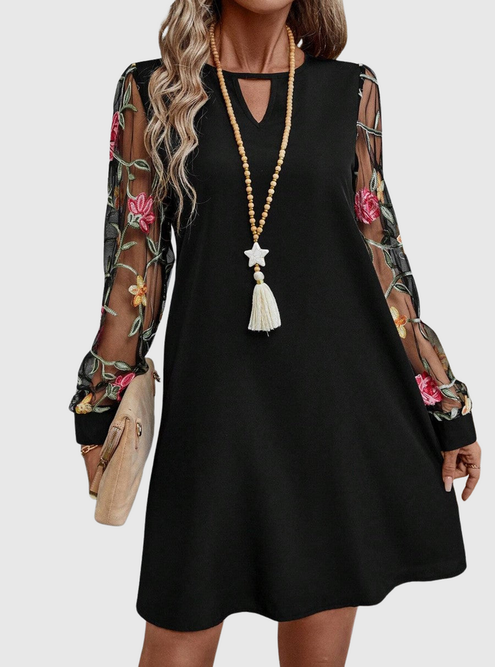 Enid – Elegant V-Neck Dress with Sleeves Valrynlondon