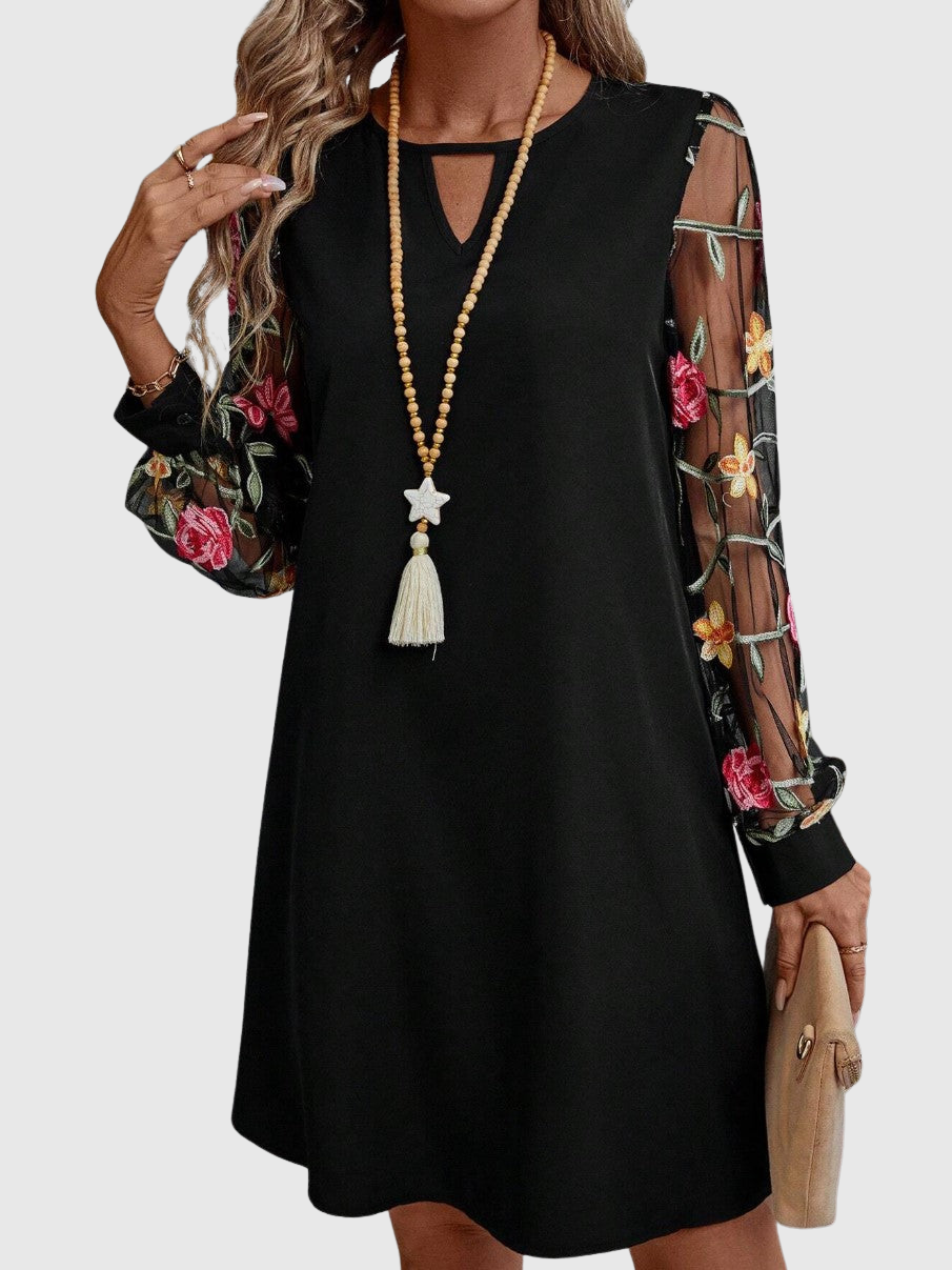 Enid – Elegant V-Neck Dress with Sleeves Valrynlondon