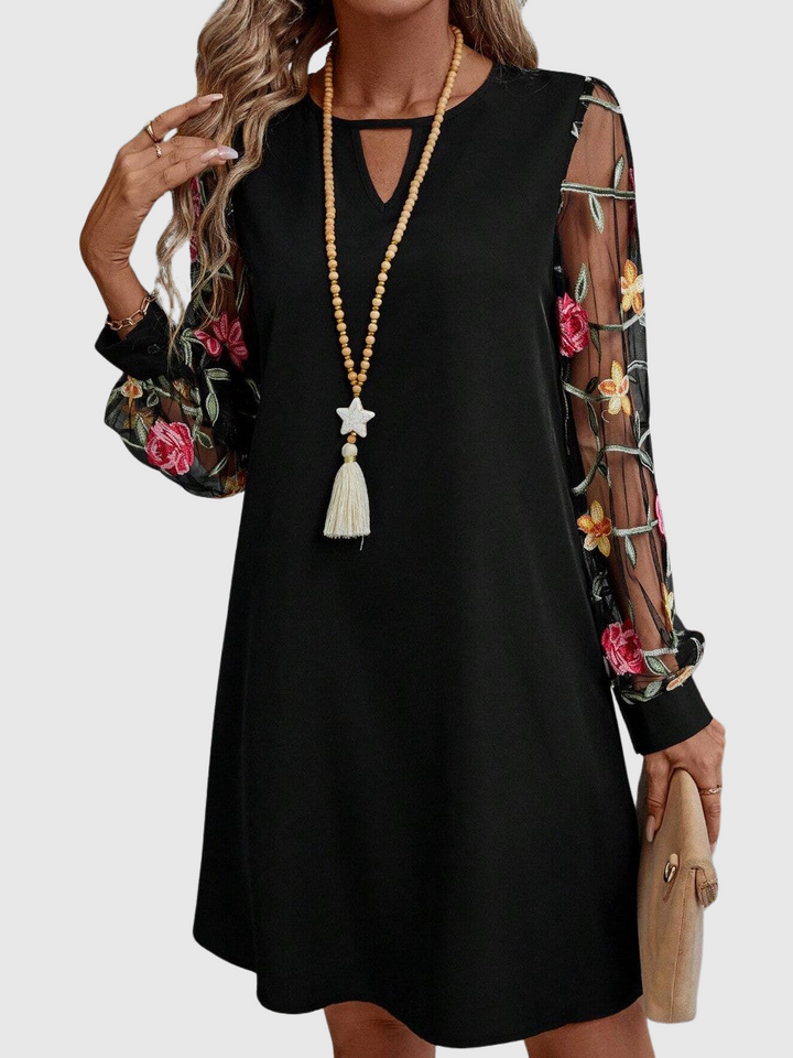 Enid – Elegant V-Neck Dress with Sleeves Valrynlondon