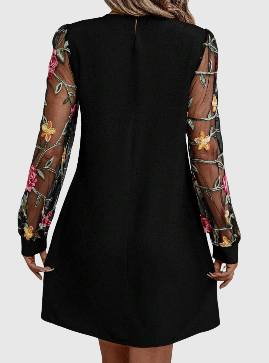 Enid – Elegant V-Neck Dress with Sleeves Valrynlondon