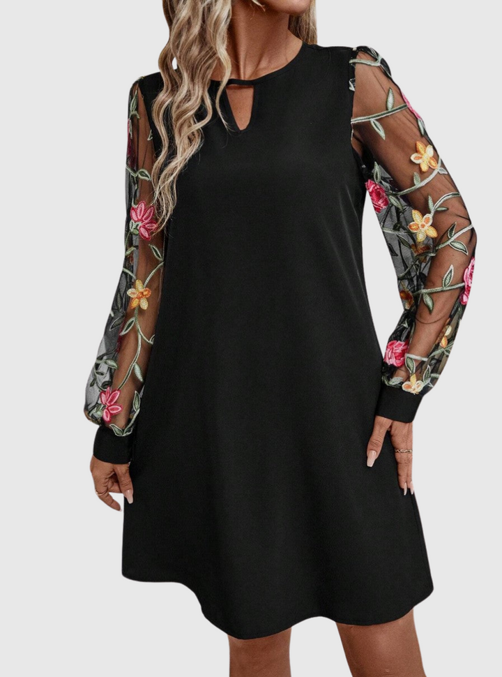 Enid – Elegant V-Neck Dress with Sleeves Valrynlondon