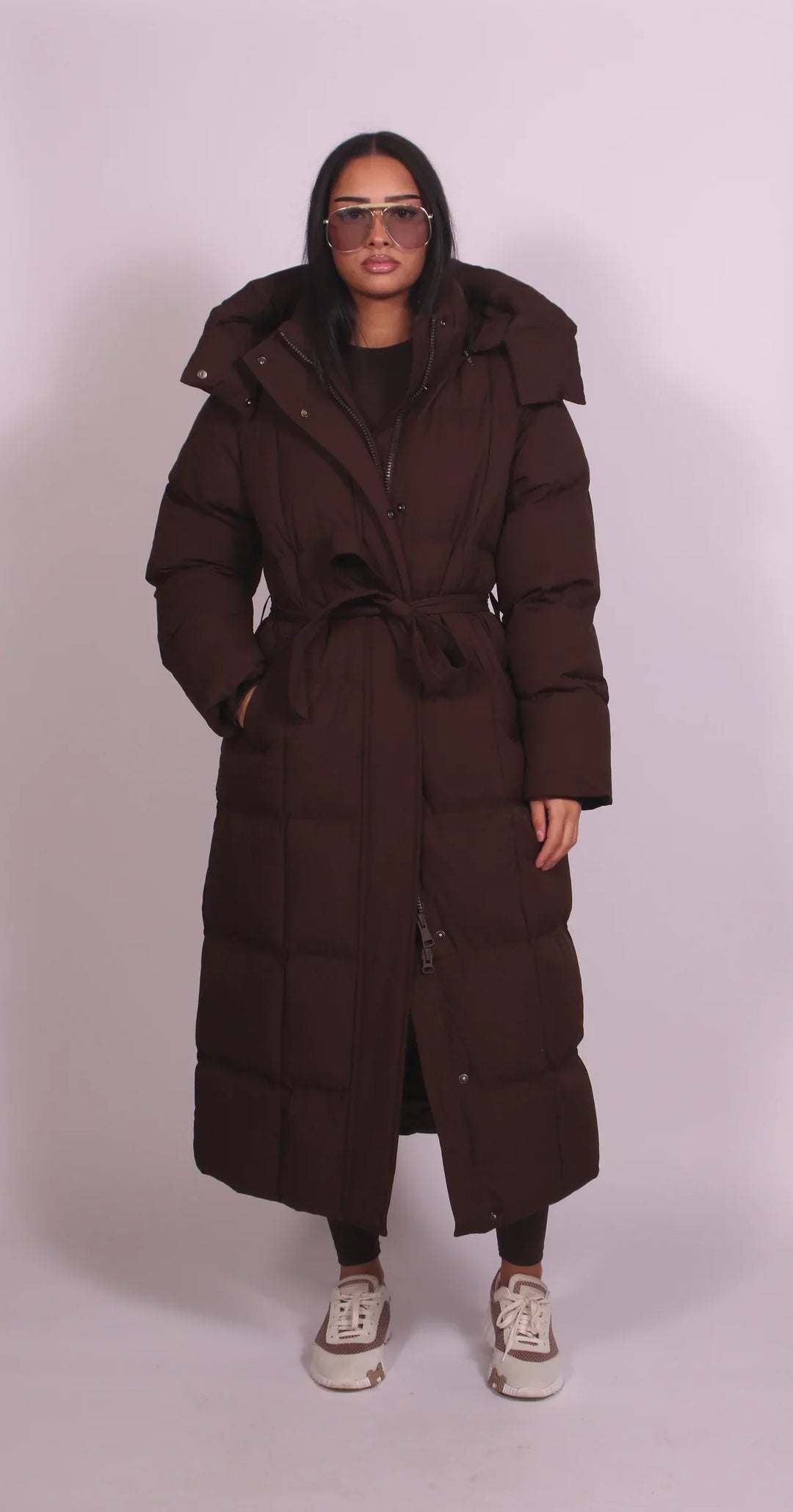 Carmen - Long Belted Puffer Coat Valrynlondon