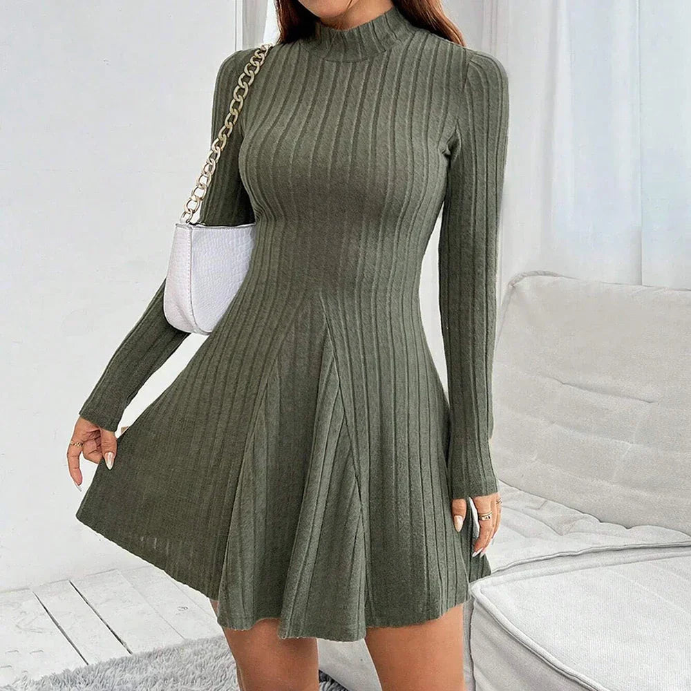 Emma – The Timeless Mock Neck Flare Dress Valrynlondon