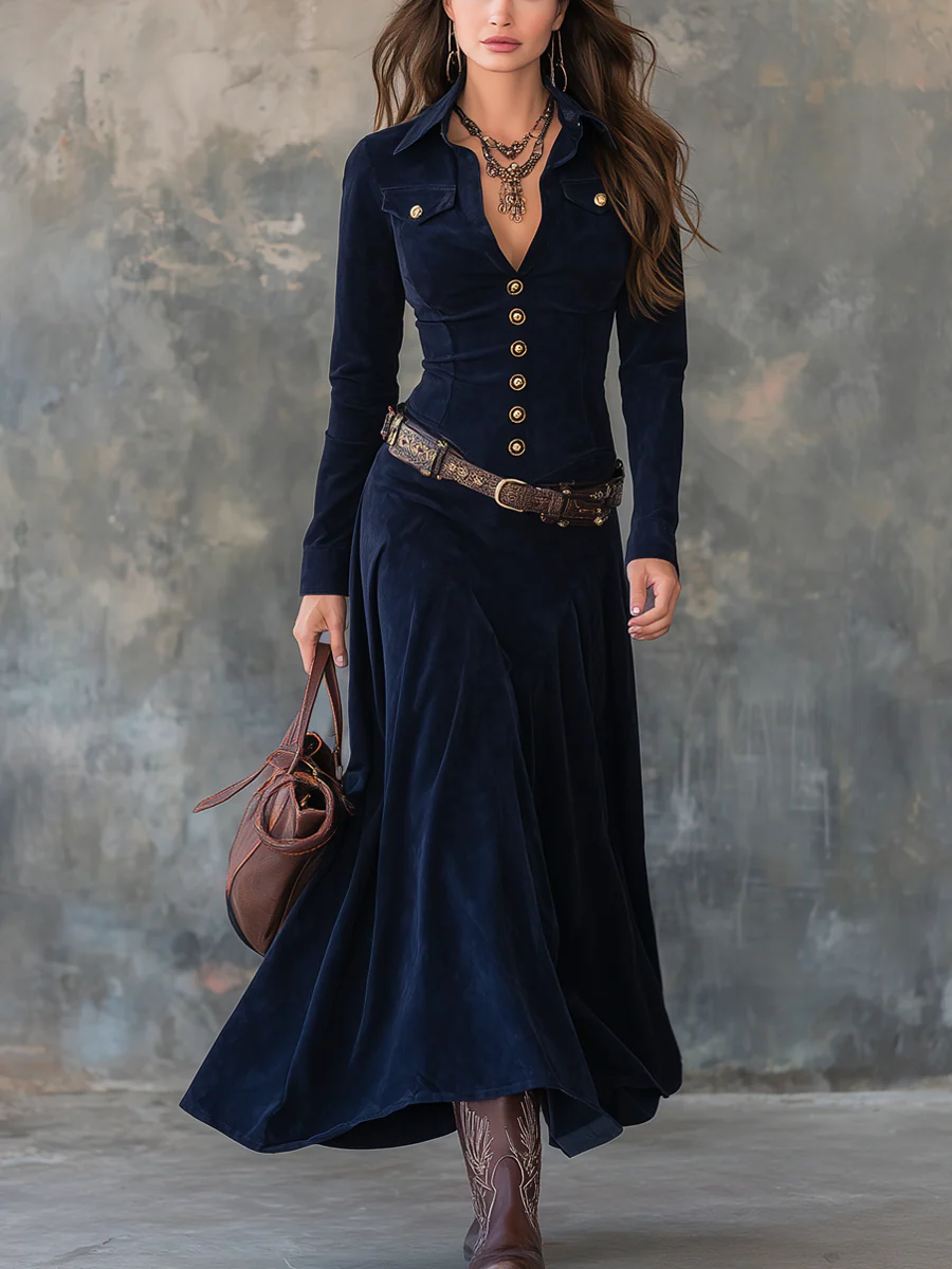 Guinevere – Long Suede Dress with Slit Valrynlondon