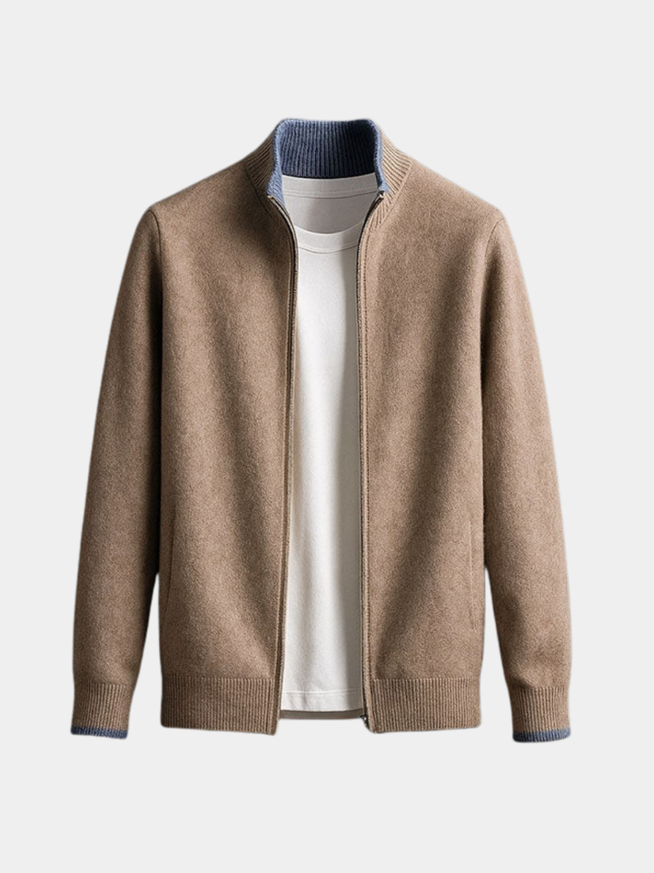 Cambridge | Elegant Wool Zip Cardigan Valrynlondon