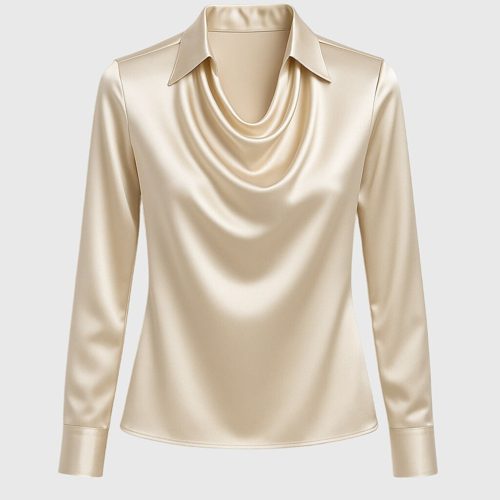 Ariella™ Satin Drape Collar Blouse Valrynlondon