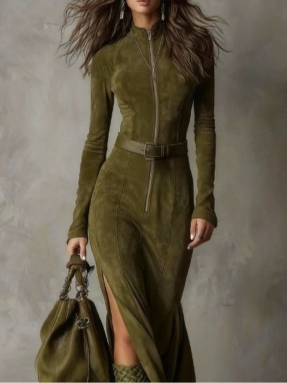 Maisie – Long Suede Dress Valrynlondon