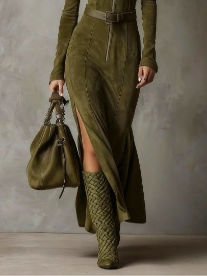 Maisie – Long Suede Dress Valrynlondon